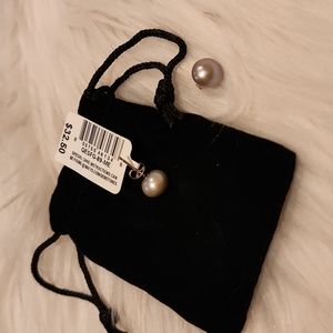 Belle de Mer Cultured Freshwater Button Pearl (8-9mm) Stud Earrings in Gray